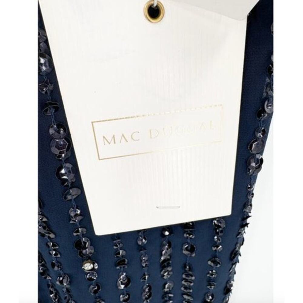 MAC DUGGAL Dress Size 16 Evening Gown Sequin Navy Blue Sleeveless NEW Column - Picture 3 of 9